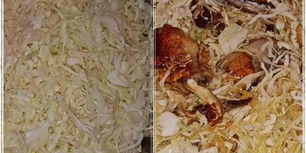 утка с капустой