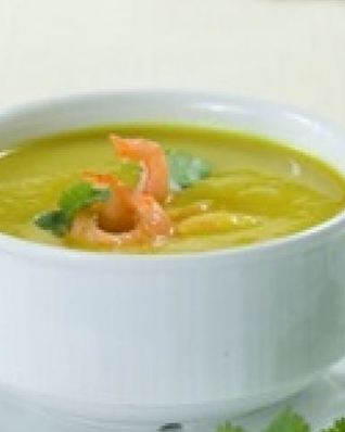 Картофельный суп-пюре с креветками