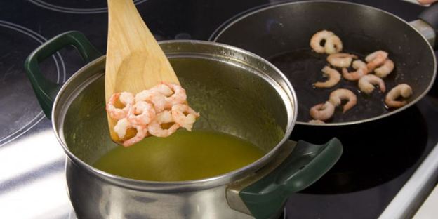 картофельный суп-пюре с креветками