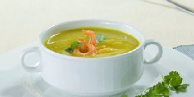 картофельный суп-пюре с креветками