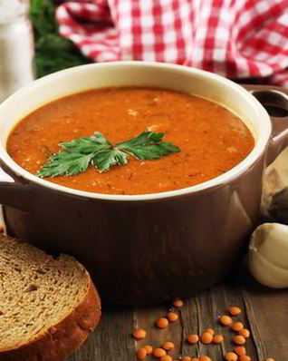Суп-пюре из чечевицы с овощами