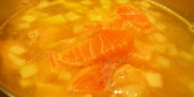 суп-пюре из лосося с икрой