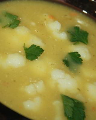 Суп-пюре из лука порея и чечевицы