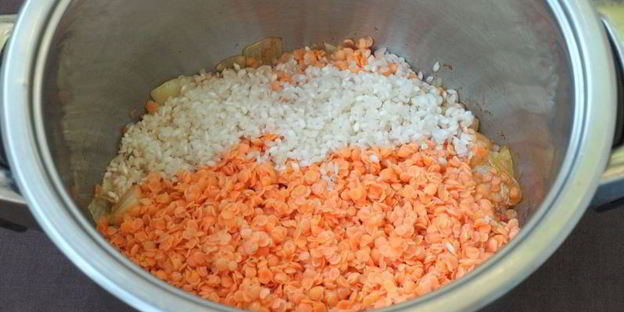 суп-пюре из риса с чечевицей