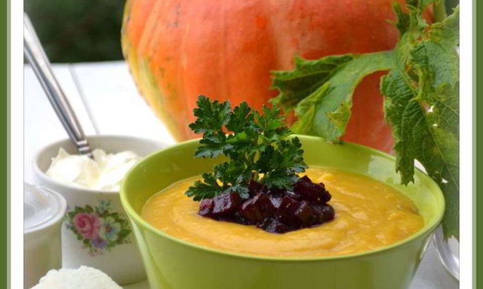 Рецепт тыквенного супа-пюре с карамелизованной свеклой и золотистым луком