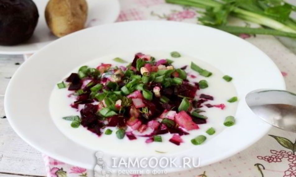 Рецепт классического холодного свекольника на кефире