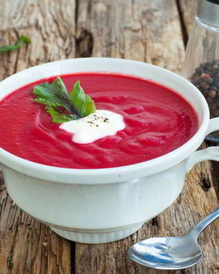 Свекольник-пюре из запеченных овощей на кефире