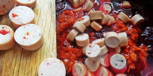 свекольник с сосисками