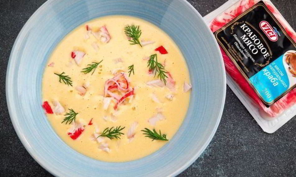 Рецепт сырного крема-супа с крабовым мясом