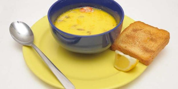 сырный крем суп с креветками