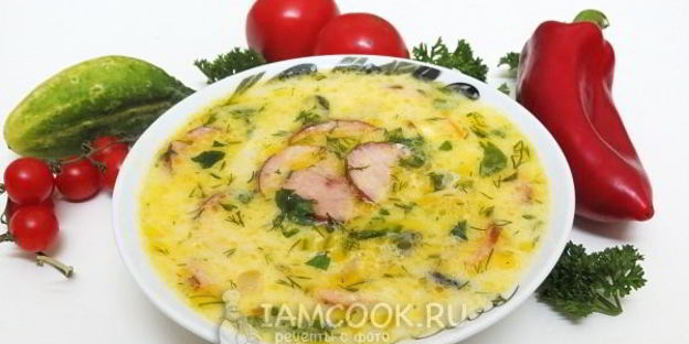 сырный суп из плавленного сыра с колбасой