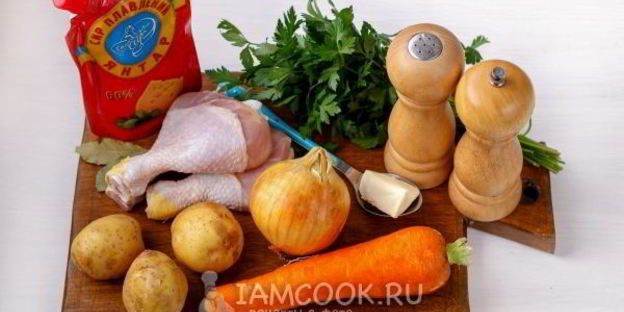 сырный суп из плавленного сыра с курицей