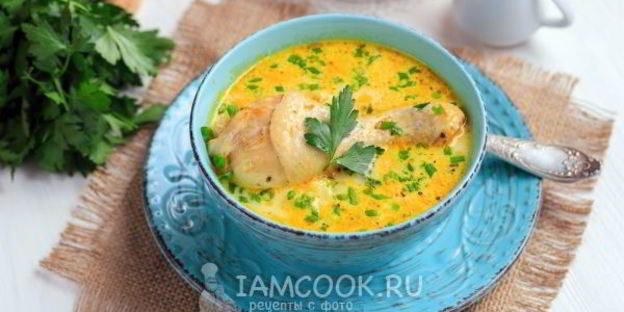 сырный суп из плавленного сыра с курицей