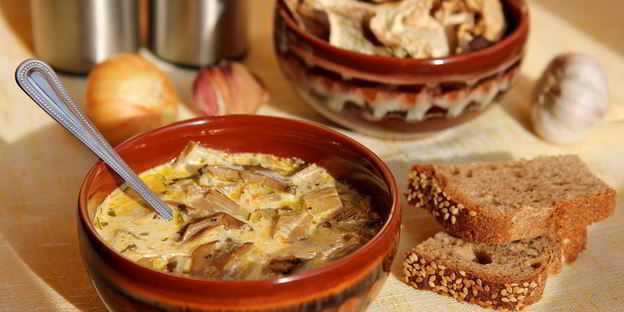 сырный суп на грибном бульоне