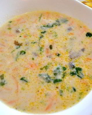 Сырный суп с белой фасолью