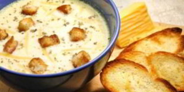 сырный суп с гренками