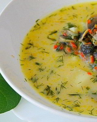 Сырный суп с грибами