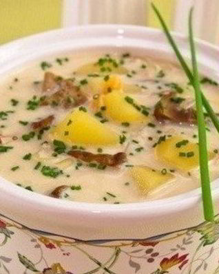 Сырный суп с картофелем и белыми грибами