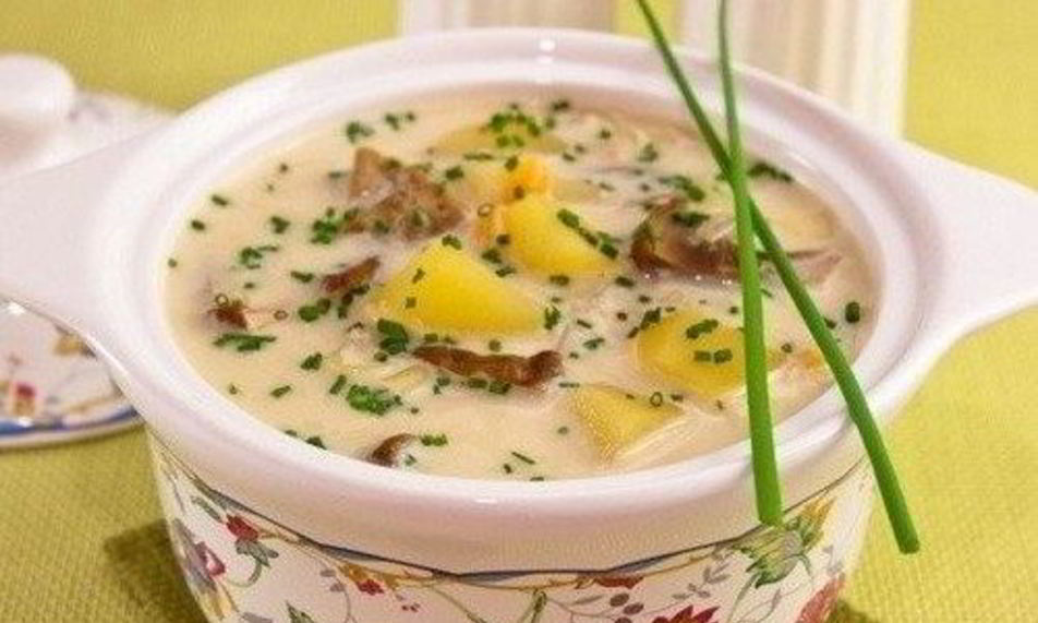 Рецепт сырного супа с картофелем и белыми грибами