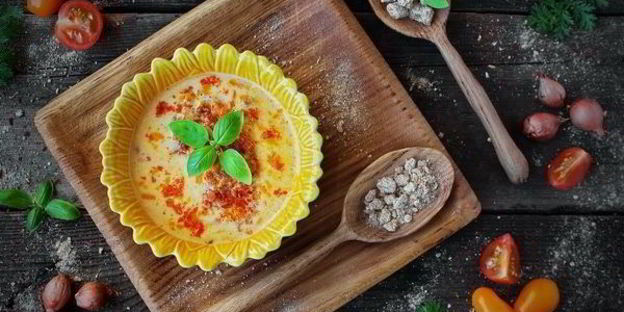 сырный суп с хрустящими морковными отрубями