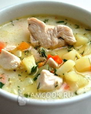 Сырный суп с куриной грудкой