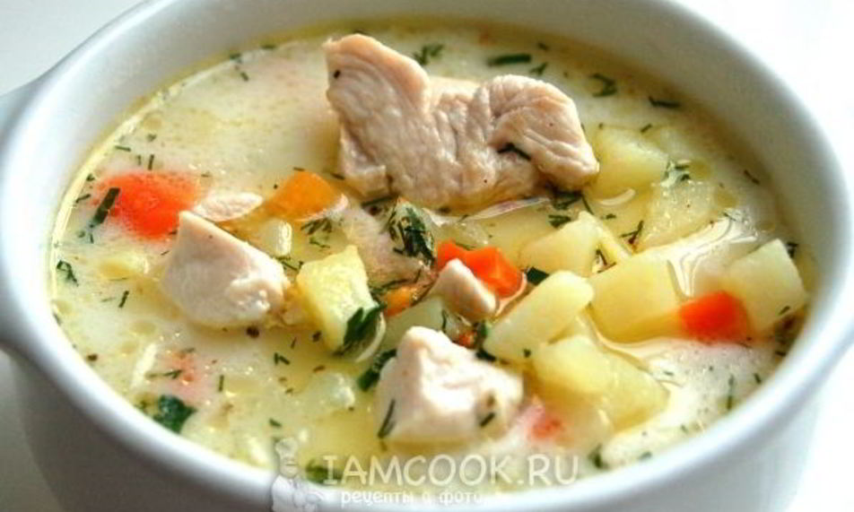 Рецепт сырного супа с куриной грудкой