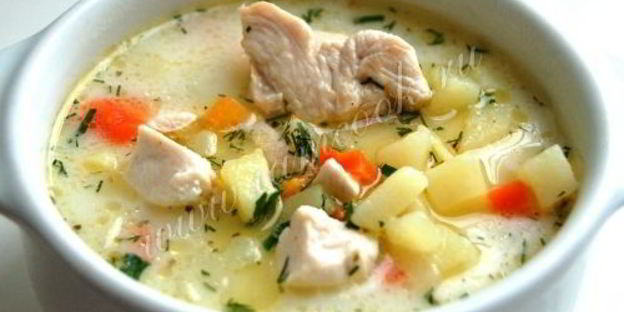 сырный суп с куриной грудкой