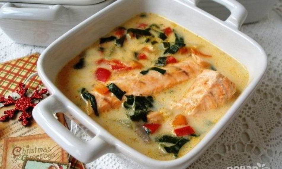 Рецепт сырного супа с лососем