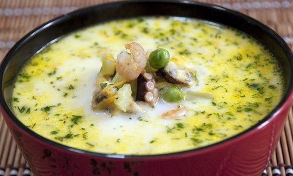 Рецепт сырного супа с морепродуктами