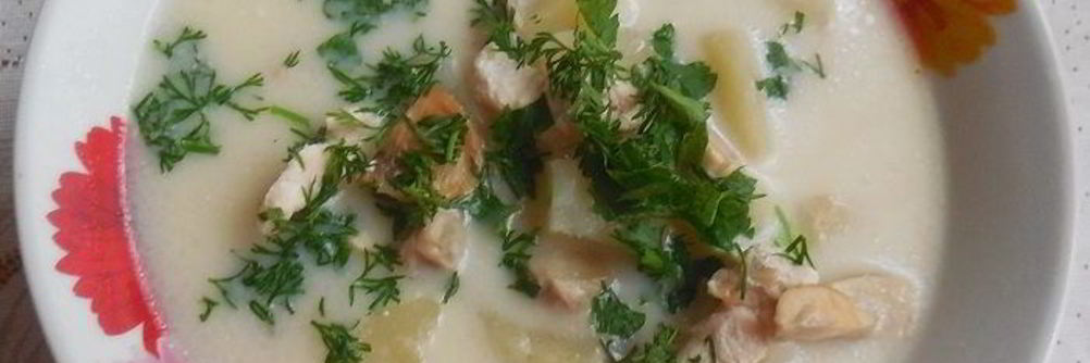 Сырный суп с мясом