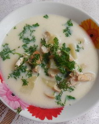 Сырный суп с мясом