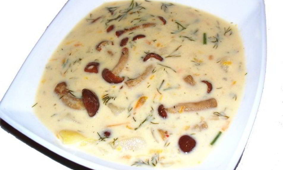 Рецепт сырного супа с опятами