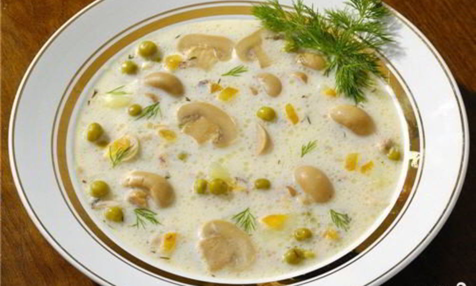 Рецепт сырного супа с шампиньонами и копченостями