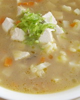 Сырный суп со свининой