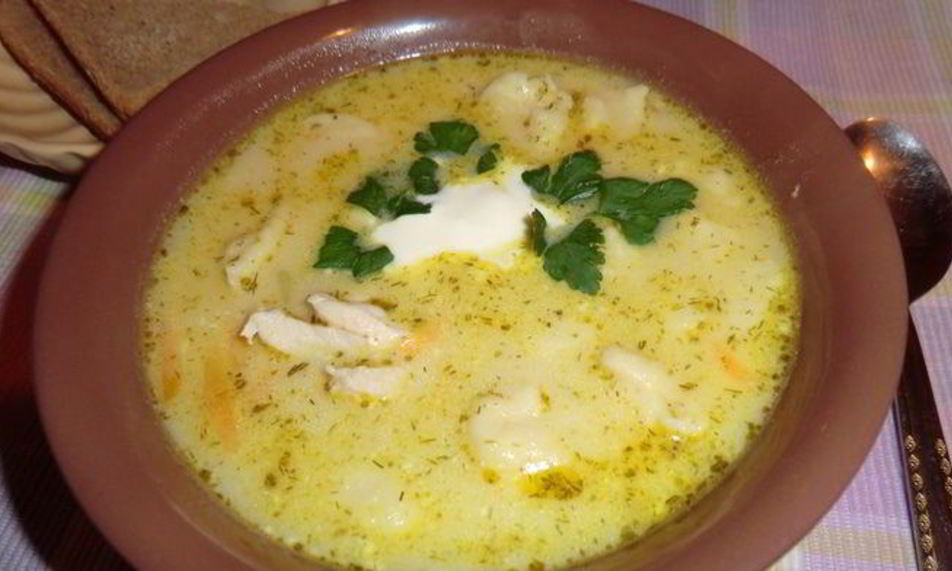 Рецепт сырного супчика с курочкой и клецками