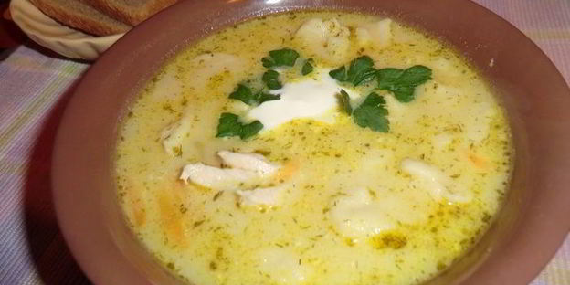 сырный супчик с курочкой и клецками