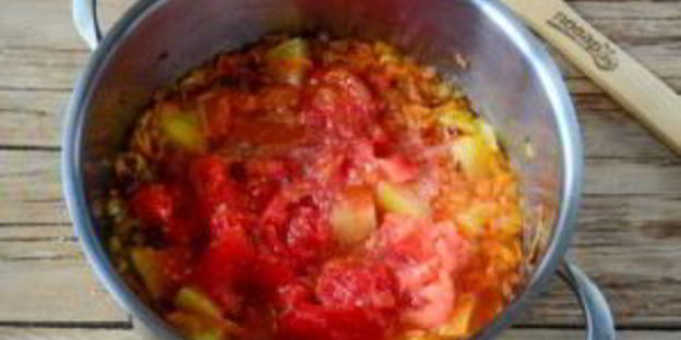 томатный крем-суп с хрустящим рисом