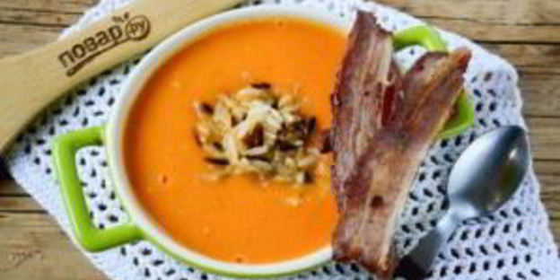 томатный крем-суп с хрустящим рисом