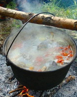 Уха из форели на костре