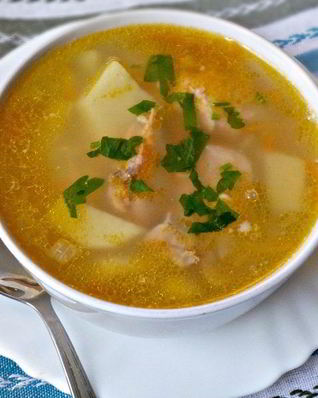 Уха с пшеном и картошкой