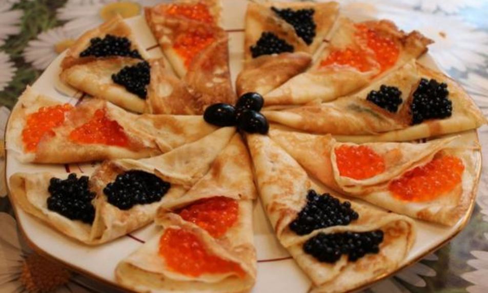 Рецепт блинчиков с икрой на закуску