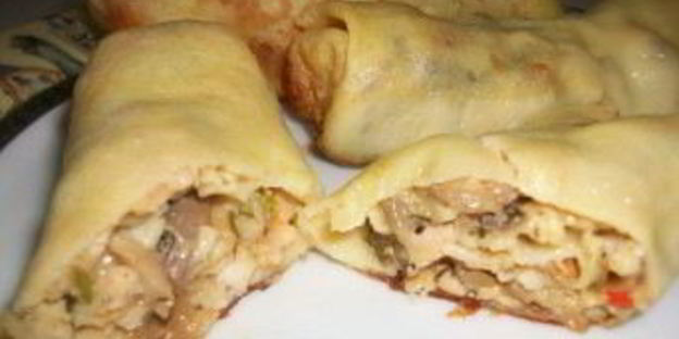 блины с мясом и грибами