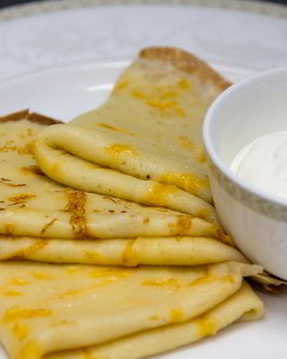 Блины с сырным припеком