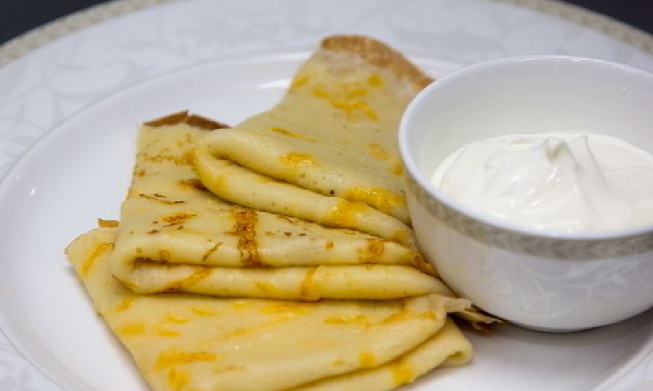 Рецепт блинов с сырным припеком