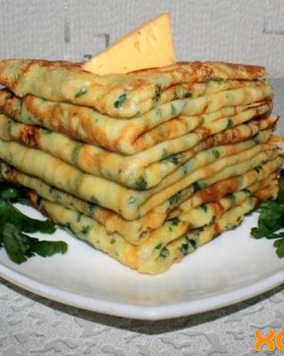 Сырные блины с зеленью