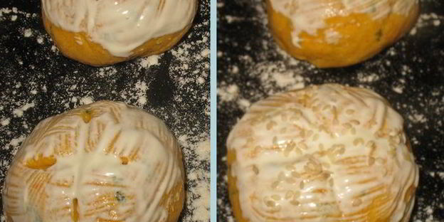 тыквенные булочки с творожным сыром и зеленью