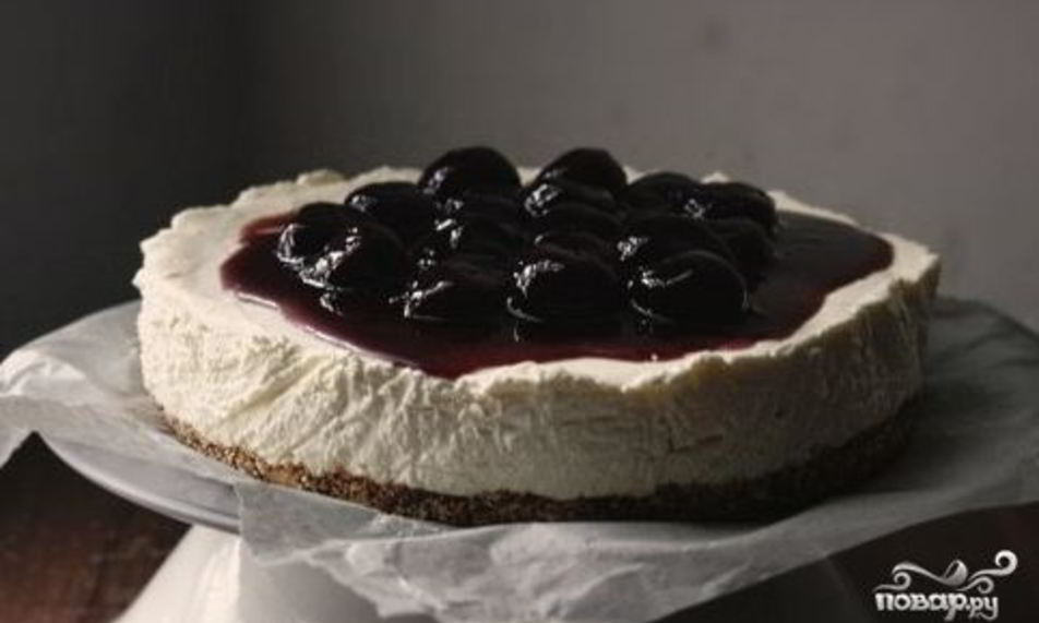 Рецепт чизкейка без выпечки с вишней