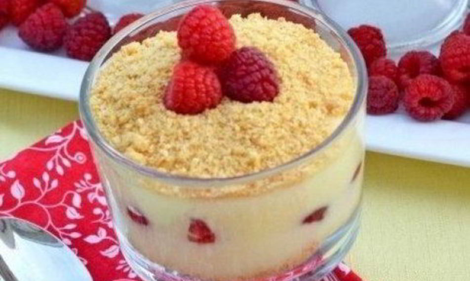 Рецепт чизкейка-парфе с малиной без выпечки