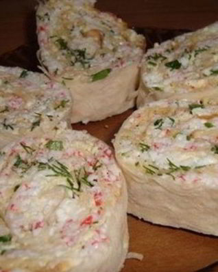 Лаваш с крабовыми палочками и сыром