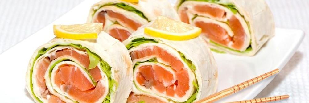 Лаваш с семгой и сливочным сыром